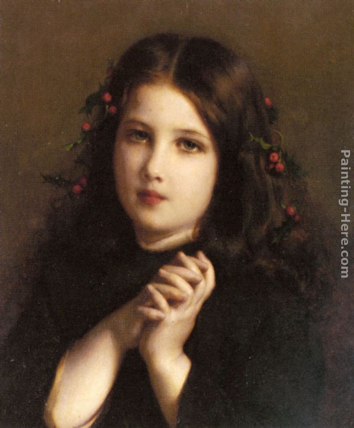 A Young Girl with Holly Berries in her Hair painting - Etienne Adolphe Piot A Young Girl with Holly Berries in her Hair art painting